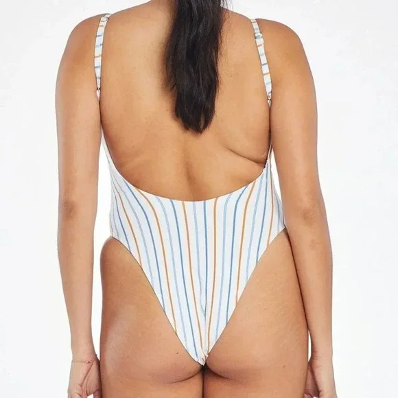 Vitamin A Yasmeen One Piece Swimsuit/Bodysuit Palm Springs White Stripes - Picture 6 of 13